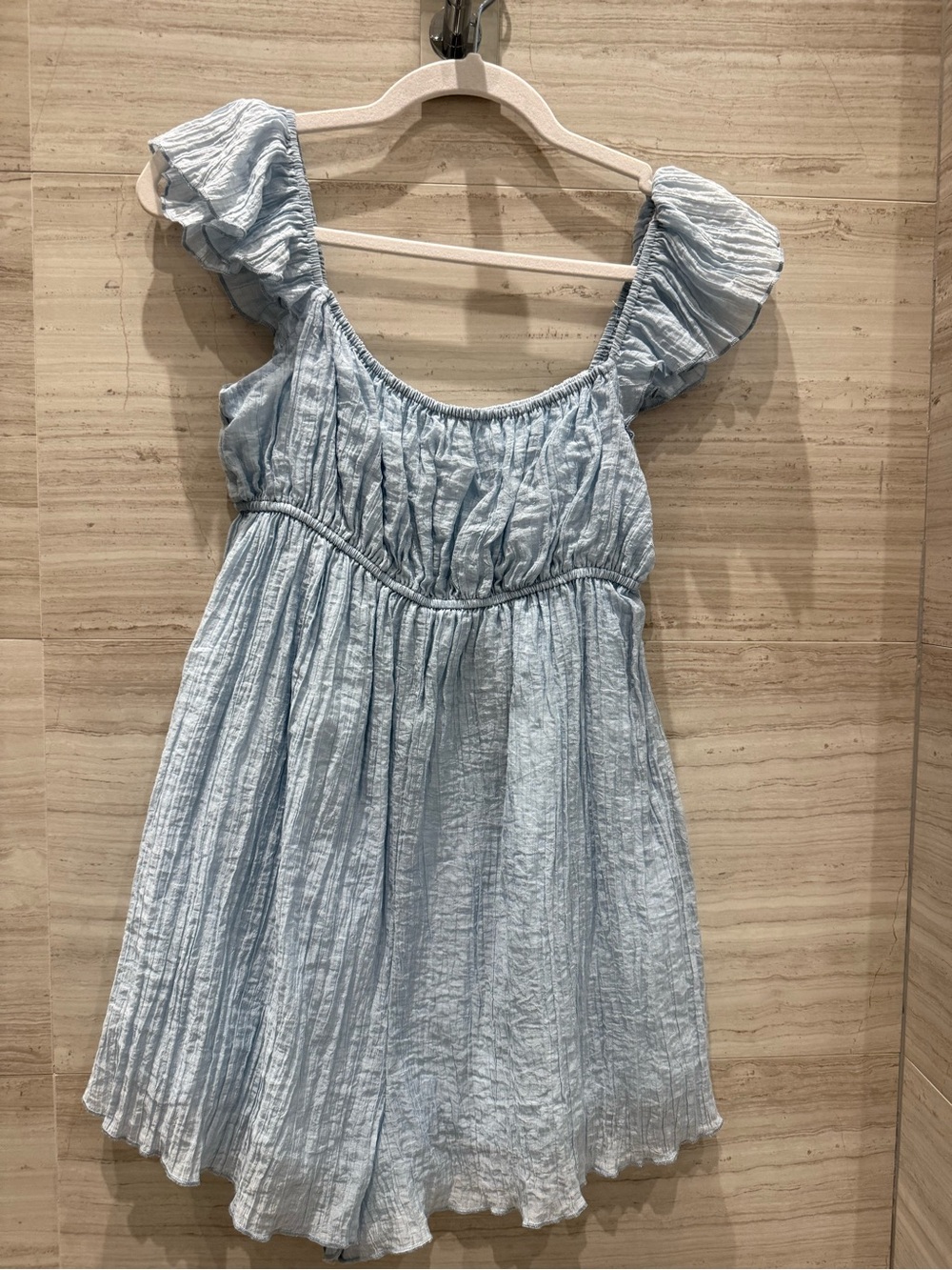 Light Blue Ruffled Sleeve Dress